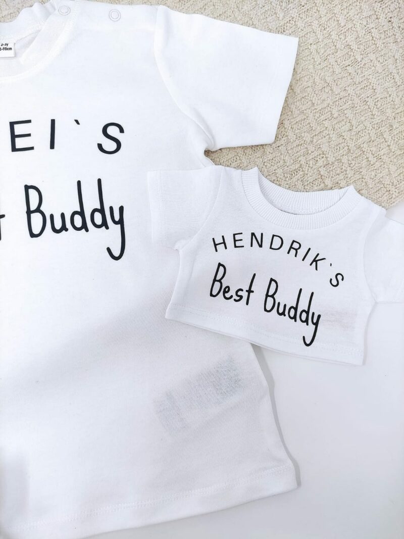 Partner T-Shirts: Kind & Lieblingskuscheltier | Lieblingspuppe | personalisiert mit Wunschnamen | Best Buddy T-Shirts, individuell – Bild 5