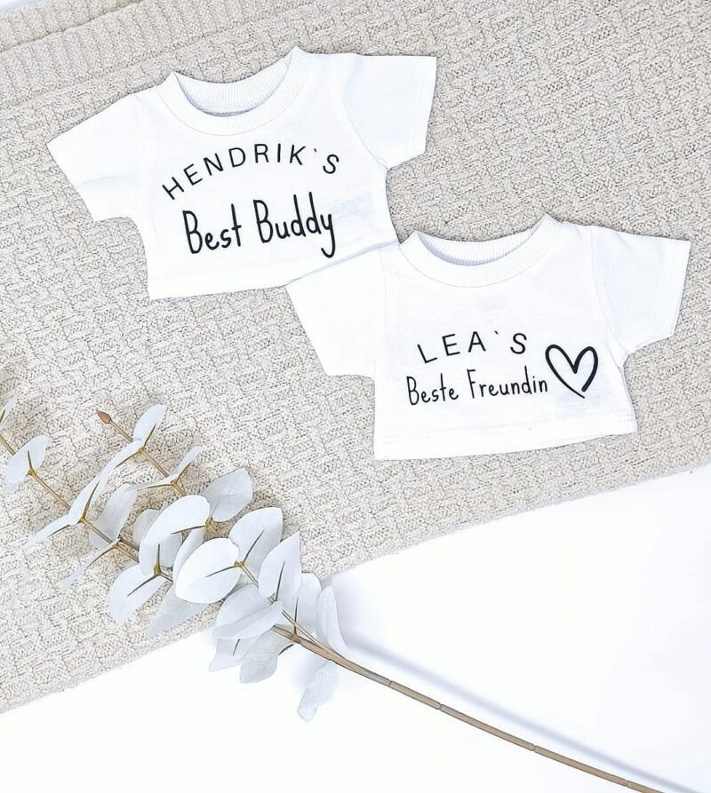 Partner T-Shirts: Kind & Lieblingskuscheltier | Lieblingspuppe | personalisiert mit Wunschnamen | Best Buddy T-Shirts, individuell – Bild 12